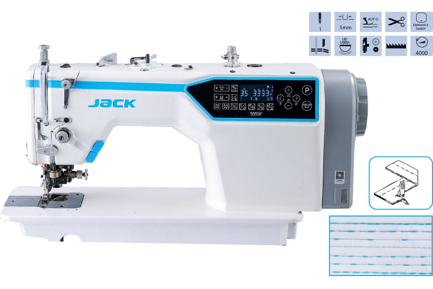 JK-5559F-W Kenar Bıçaklı İplik Kesicili Kilit Dikiş