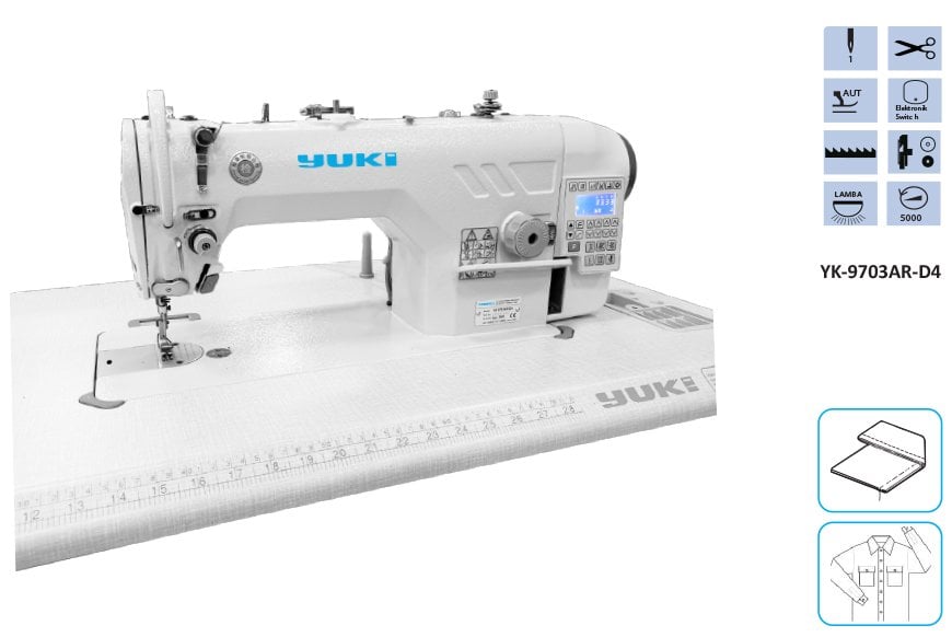 YK-9703-D4 Yuki Elektronik Düz Makine İplik Kesicili
