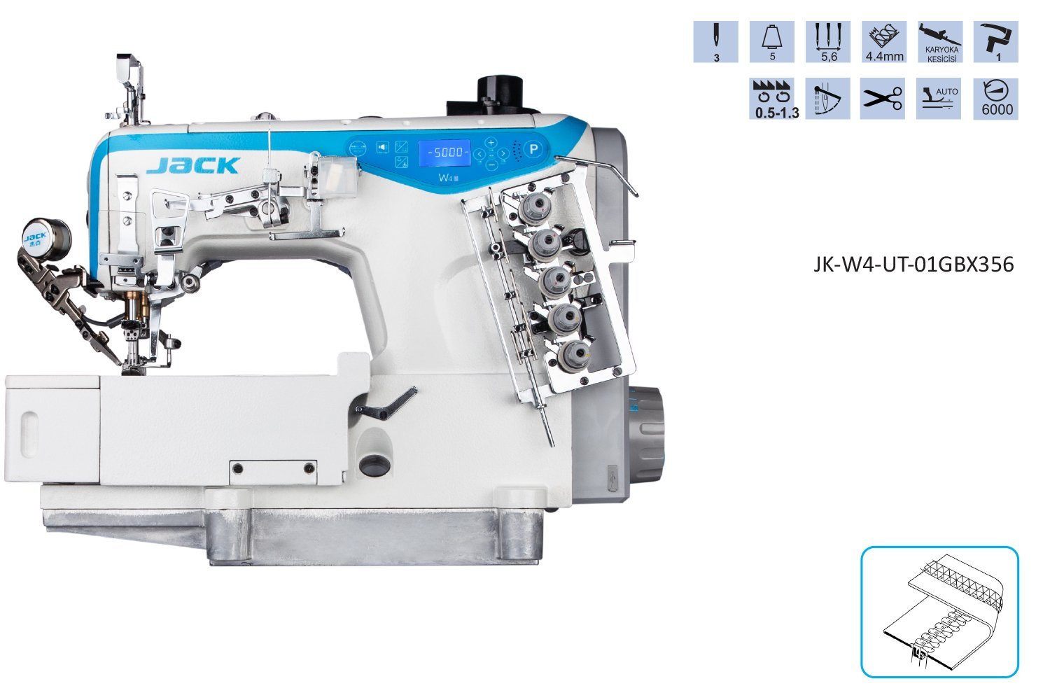 JK-W4-UT-01GBX356 Etek Reçme Makinesi İplik Kesicili Elektrikli
