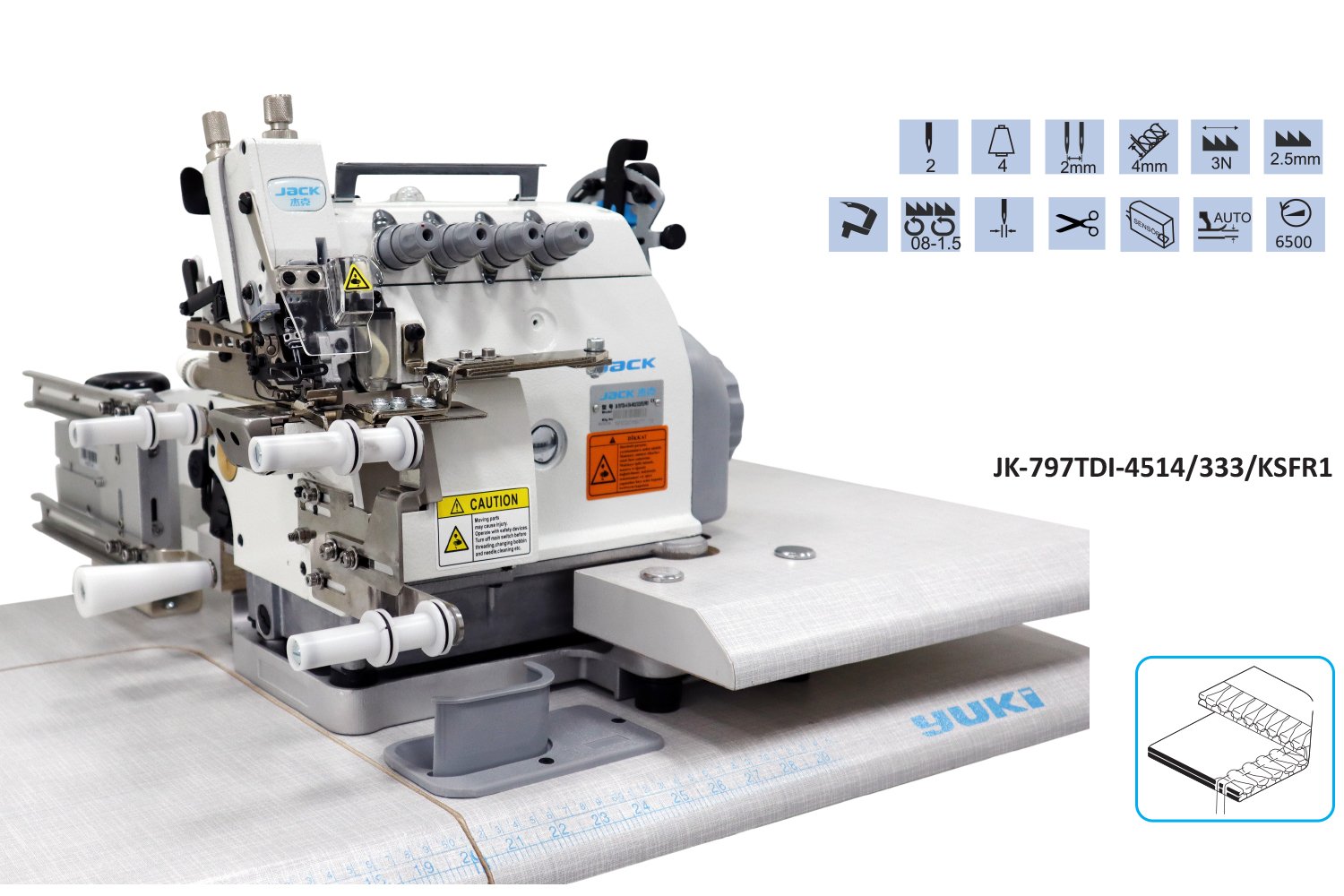 JK-797TDI-4514/333/KSFR1 4 İplik Kes. Overlok Makinesi Transportlu